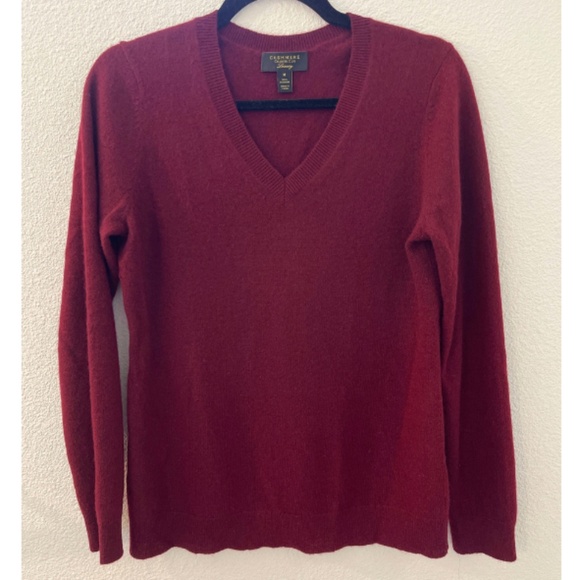 Charter Club Luxury 100% Cashmere V-neck Sweater Burgundy Medium - Picture 5 of 5